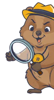Sunny the Quokka mascot holding a magnifying glass, representing the search for secret fun and the unlocking of exclusive VIP rewards with Sunny Link™ souvenir apparel.